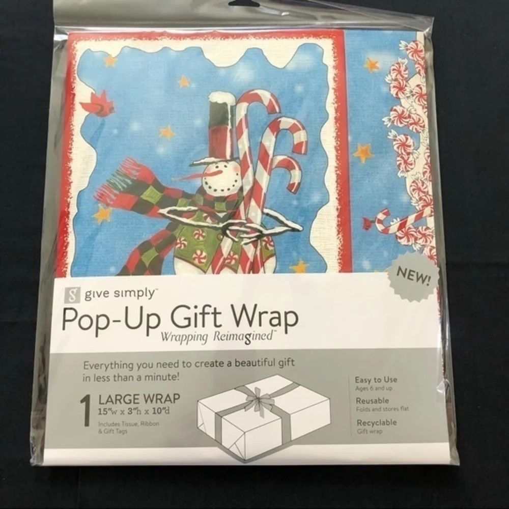 Holiday Christmas Gift Box Bundle 1 large 2 small Snowman Motif No Tape Required